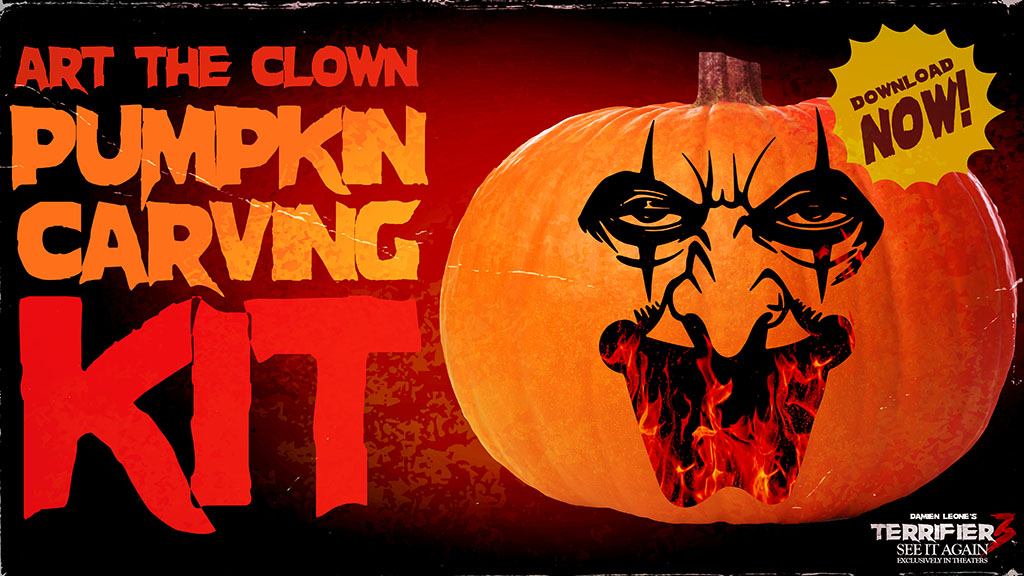 Art the Clown Halloween pumpkin carving kit download image.